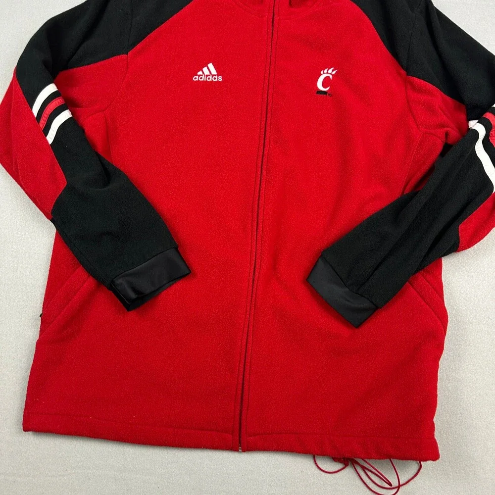 Cincinnati Bearcats Fleece Jacket Men Small Red Black Adidas Full Zip NCAA S